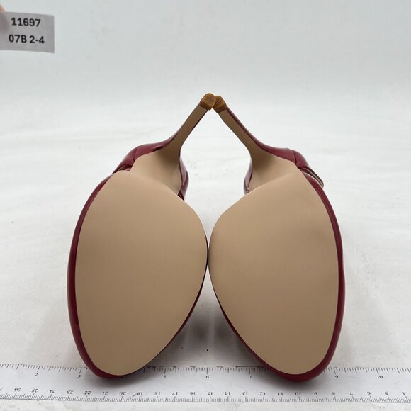 FSJ Wine Almond Toe Ankle Strap D'Orsay Pump High Heels Party Prom Casual Sandal - Picture 7 of 8